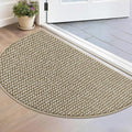 BEQHAUSE Dirt Trapper Door Mat 17" x 30" Half Circle Non-Slip Washable Doormats Entrance Rugs Absorbent Welcome Low Profile Floor Mats for Front Back Door and Entryway, Light Beige