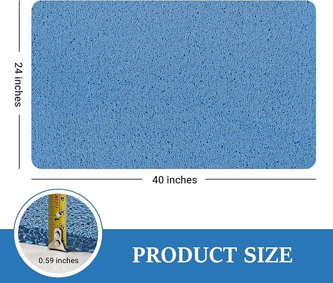 LuxStep Shower Mat Bathtub Mat,40x24 inch, Non-Slip Bath Mat with Drain, Quick Drying PVC Loofah Bathmat for Tub,Shower,Bathroom,Lake Blue