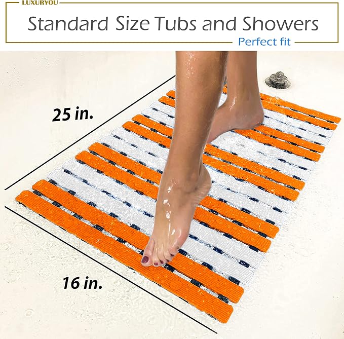 Non Slip Bathtub Mat | Double-Layered Shower Floor Mat with Suction Cups | EZ-Dry Construction | Non-Toxic, BPA, Latex, Phthalate, PVC Free (Splash)