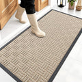 OLANLY Front Door Mat Outside Entrance 47x23, Absorbent, Heavy Duty Sturdy Natural Rubber Doormat Indoor Outdoor, Non-Slip, Stain and Fade Resistant, Low Profile Floor Mat for Entryway, Latte White