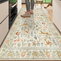 DUKINO 3x6 Washable Runner Rug, Low Pile Animal Print Non Slip Runner Rug for Kitchen, Lightweight & Non Shedding Indoor Carpet for Hallway, Kitchen, Entryway, Bathroom, Laundry, Beige