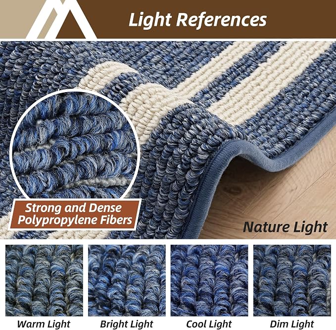 COSY HOMEER Kitchen Rugs Non-Slip 24x35/24x60 Inch Thick Polypropylene Standing Mat for Home Machine Washable, Blue