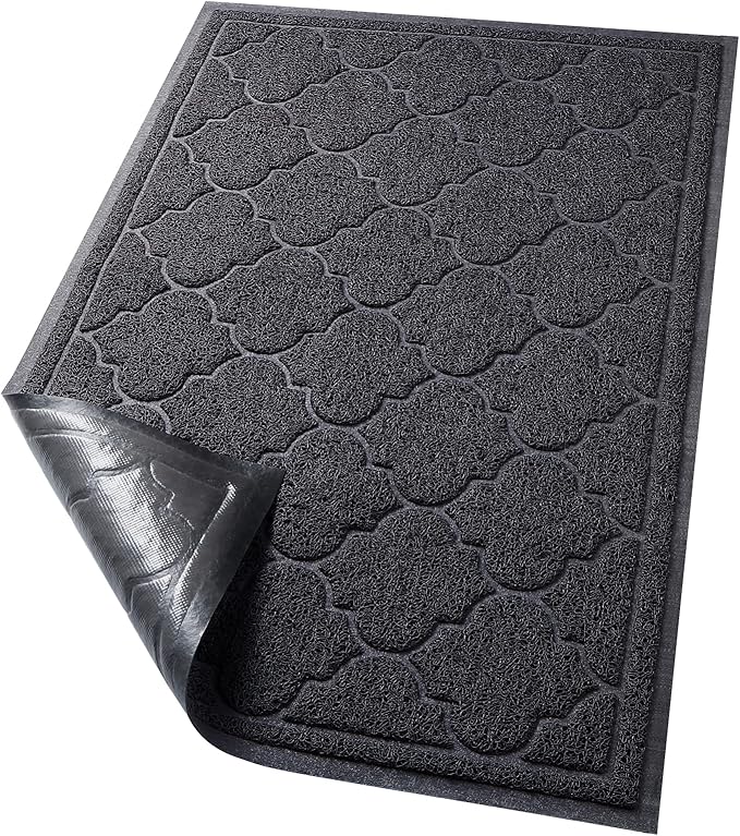 LuxStep Door Mat Large 24x36 Inch Indoor Outdoor Doormat, Non-Slip Low-Profile Design Floor Mat, Front Door Welcome Mat for Entryway,Patio,Garage, Black