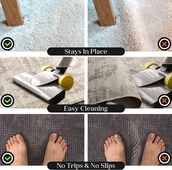 Medipaq Greatideas Non-Slip Mat and Rug Grippers - Stop Your Mats and Rugs from Slipping and Sliding! Black 4X Pack