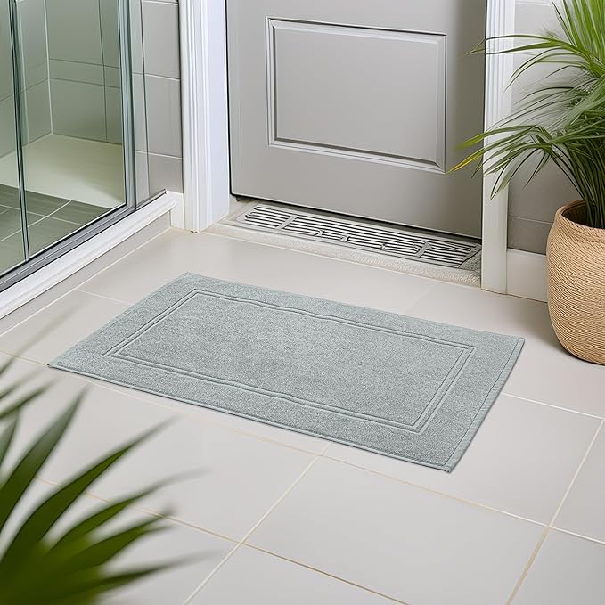 Tens Towels Pack of 2 Bath Mats 100% Cotton, 20 x 32 Inches, Super Absorbent, Hotel Quality Premium Floor Towels, Luxurious, Soft & Quick Dry, Not a Bathroom Rug, Cool Grey