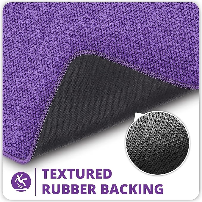 Bosap Bath Mat,Ultra Thin Bathroom Runner Rugs,Large Bath Mats for Bathroom,Quick Dry,Non-Slip,Machine Washable,Low Pile,Bath Rug,Shower Outside,Sink,Home Decor Accessories.Purple,2'x5'（24x60inch）