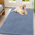 Smiry Dog Door Mat for Muddy Paws 47x32, Absorbent Dirt Trapper, Non-Slip Washable Chenille Entryway Rug for Inside Floor, Airy Blue, Classic Solid