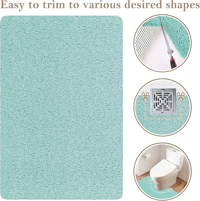 Shower Mat Bathtub Mat Non-Slip,32x24 inch, Soft Tub Mat with Drain,PVC Loofah Bath Mat (Phthalate Free) for Tub and Bathroom,Quick Drying,Green