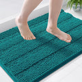 Grandaily Chenille Striped Bathroom Rugs 44x24, Extra Thick and Soft Absorbent Bath Mats, Rubber Backing, Plush Shaggy Shower Carpet, Machine Wash Dry, Bath Rug for Bathroom, Deep Lake