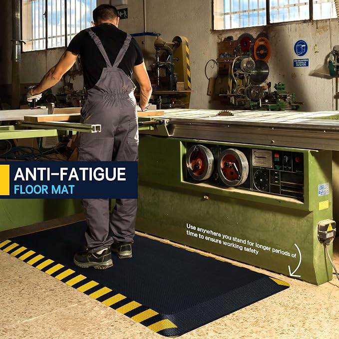 FEATOL Anti Fatigue Mat Industrial, Ergonomic Standing Floor Mat for Work for Stand -Safety Support for Leg & Back Pain(Yellow Border, 20" x 32", 2PC)