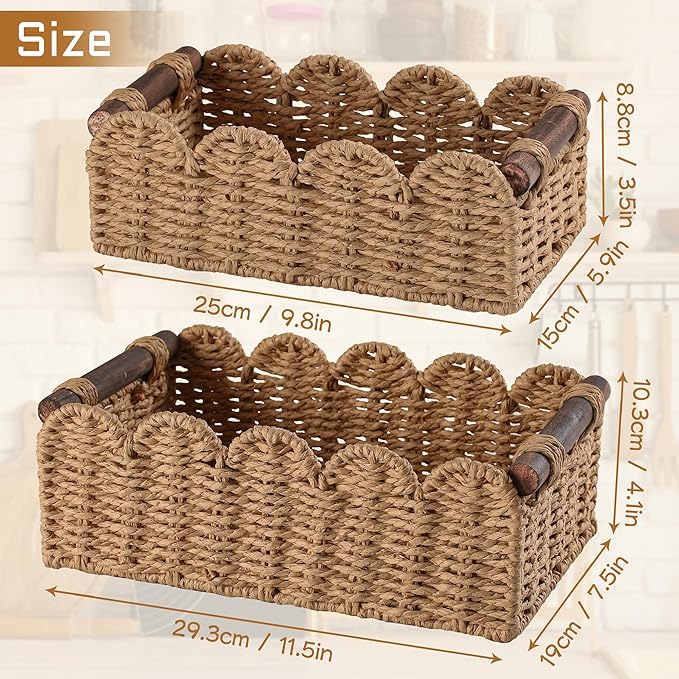 Storage Basket Wicker Baskets for Organizing Toilet Paper Storage Basket for Toilet Tank Top,Cream