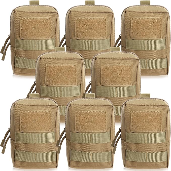 8 Pcs Molle Pouches Tactical Molle Pouch Vest Pouch Cell Phone Belt Pouch Waterproof Waist Bag Pack Utility EDC Pouch Bag Compact Accessories Gadget Pocket Organizer