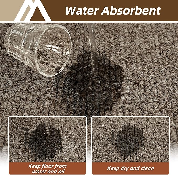 COSY HOMEER Kitchen Rugs Non-Slip 20x30/20x48 Inch Thick Polypropylene Standing Mat for Home Machine Washable, Brown