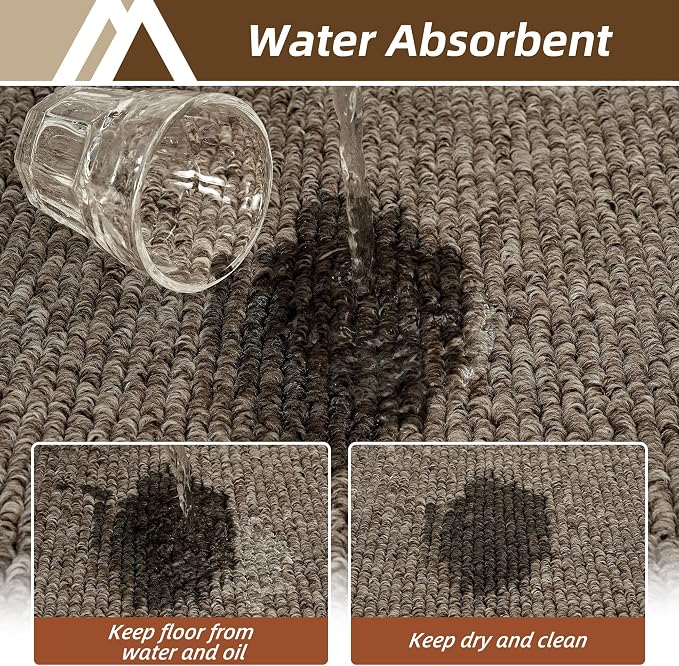 COSY HOMEER Kitchen Rugs Non-Slip 20x30/20x48 Inch Thick Polypropylene Standing Mat for Home Machine Washable, Brown Frame