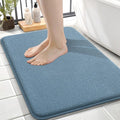 OLANLY Thick Memory Foam Small Bathroom Rugs 24x16, Extra Soft Absorbent Bath Rug, Quick Dry Bath Mat, Non-Slip, Machine Washable Carpet for Bathroom, Tub and Shower, Home Decor Accessories, Airy Blue