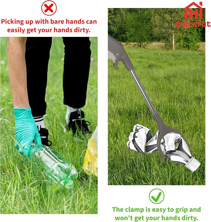 2pcs Short Grabber Reacher Tool for Seniors, 16 Inch Small Mini Extra Strong Tongs for Handicap Elderly Childrens Adult, Trash Litter Reaching Picker Stick, Heavy Duty Extension Helping Hands, Grey