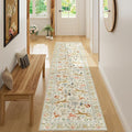 DUKINO Runner Rug, 2x8 Washable Kitchen Rugs for Hallways with Non Slip Backing, Soft Low Pile Vintage Animal Runner for Kitchen, Hallway, Entryway, Laundry, Bedroom, Beige