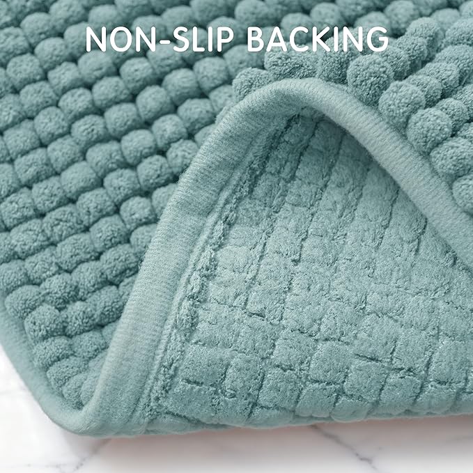 SUBRTEX Bathroom Rugs Chenille Bath Rug Soft Short Plush Bath Mat Soft Shower Mat Water Absorbent Shower Mat Quick Dry Machine Washable(Light Green,18" x 24")