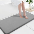 Smiry Memory Foam Bath Mat 47x20, Extra Soft and Absorbent Bathroom Mats, Non Slip Washable Carpet for Floor, Shower and Tub, Grey