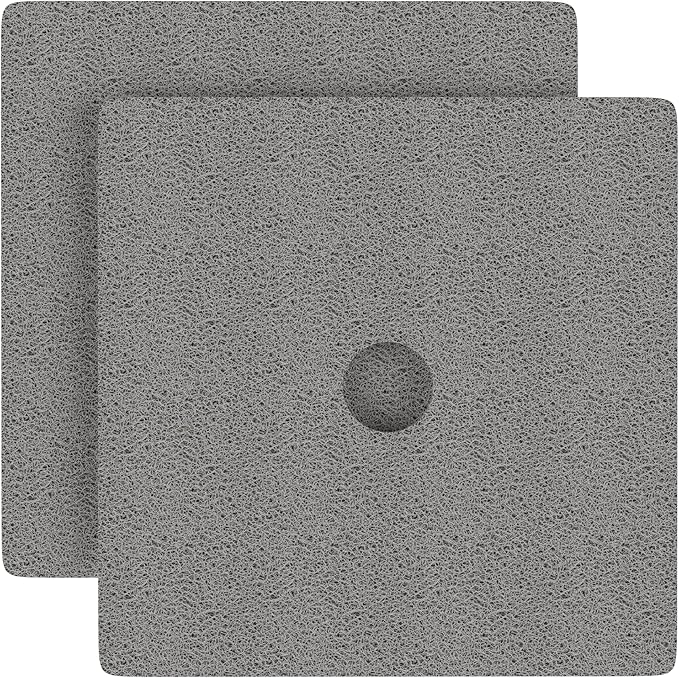 HITSLAM Shower Mat, 24 x 24inch Non Slip Bath Mat for Tub, Soft PVC Loofah Bathtub Mats with Drain Holes, Quick Drying Bathroom Stall Floor Mat, Bathroom Accessories Without Suction Cup, Grey 2 Pack