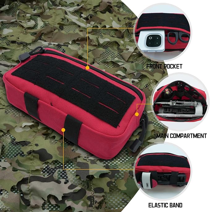 2 Pack 1000D Laser Cut Molle Pouches - Tactical Compact Water-Resistant Utility Admin Pouch for Vest Backpack Duty Belt Tactical Vests