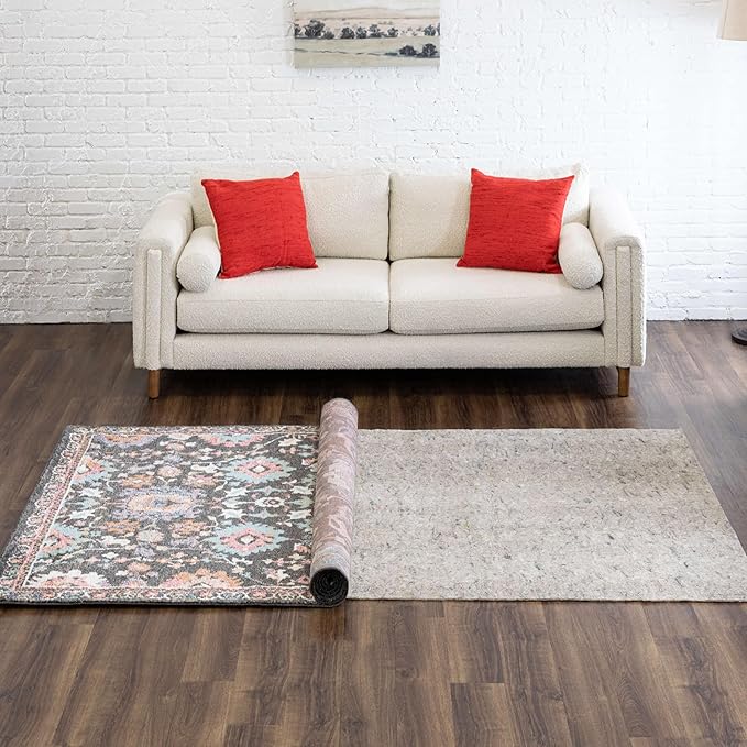 Mohawk Home Non Slip Rug Pad 8' 4" x 10' 2"- 1/4" Thick Felt + Latex Rubber Gripper - Dual Surface Cushion for Hardwood, Carpet, Tile Floors, Made in USA
