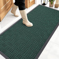 OLANLY Front Door Mat Outside Entrance 59x23, Absorbent, Heavy Duty Sturdy Natural Rubber Doormat Indoor Outdoor, Non-Slip, Stain and Fade Resistant, Low Profile Floor Mat for Entryway, Black Green