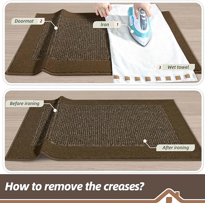 BEQHAUSE Indoor Door Mat 32" x 48", Dirt Trapper Door Mats Non-Slip Entryway Rugs Washable, Resist Dirt Absorbent Welcome Mat, Low Profile Floor Mats for Front Back Door and Entryway, Brown