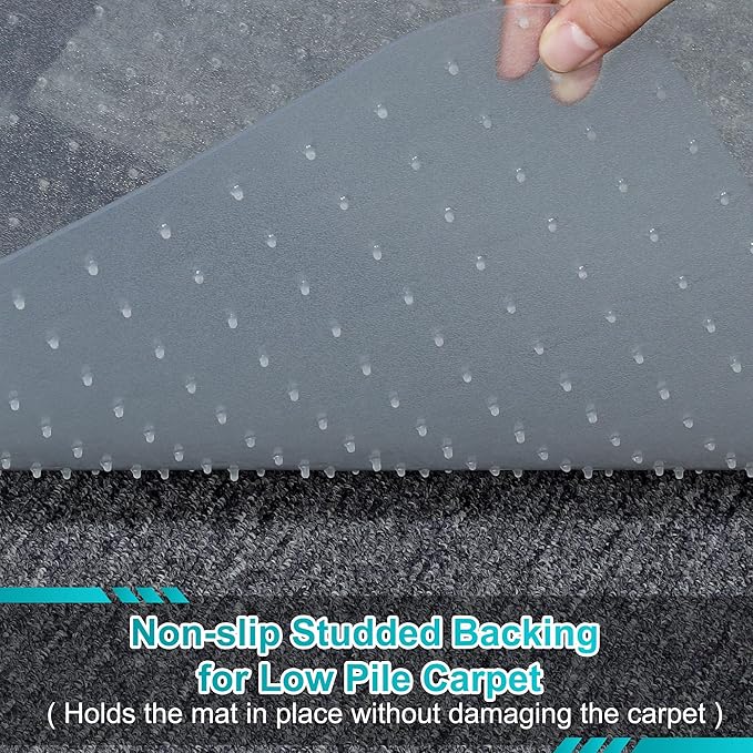 BesWin Office Chair Mat for Carpet, 48'' x 60'' Clear Floor Mat for Low and No Pile Carpeted Floors, Thick and Sturdy Carpet Protector for Work, Home, Gaming, Easy Glide and Flat Without Curling