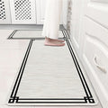 Cream Retro Elegance Frame Textured Kitchen Rug Sets [2 PCs], Anti-Fatigue, Waterproof Non-Slip Kitchen Mats Heavy Duty Comfort Foam Rug for Kitchen, Floor, Laundry,17"x29"+17"x47"