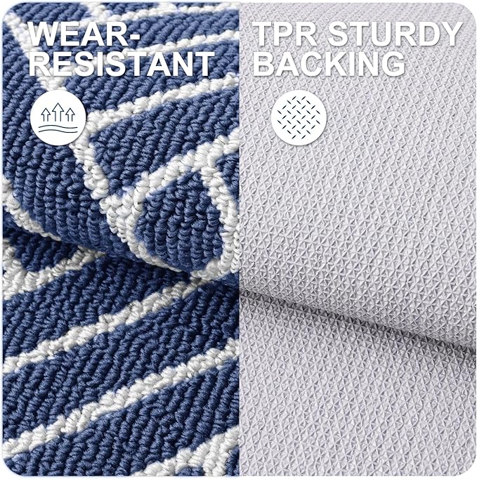 OLANLY Indoor Door Mat, 36x24 Inch, Dirt Resistant and Absorbent, Non-Slip Rubber Backing Floor Mats, Easy Clean Low-Profile Doormat for Entryway, Front Door, and Inside Entrance, Navy