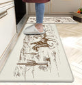 Western Kitchen Mat Rugs Set of 2 Aztec Anti Fatigue Non-Slip Kitchen mats for Floor Western Country Cactus Theme PVC Comfort Mat Floor Rugs Decor Office Front Door Sink 17.3x28+17.3X 47 inches