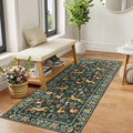DUKINO 2x5 Rug for Hallway, Washable Kitchen Runner Rug with Non Slip Backing, Soft Low Pile Vintage Animal Runner for Bedroom, Kitchen, Hallway, Entryway, Laundry, Black