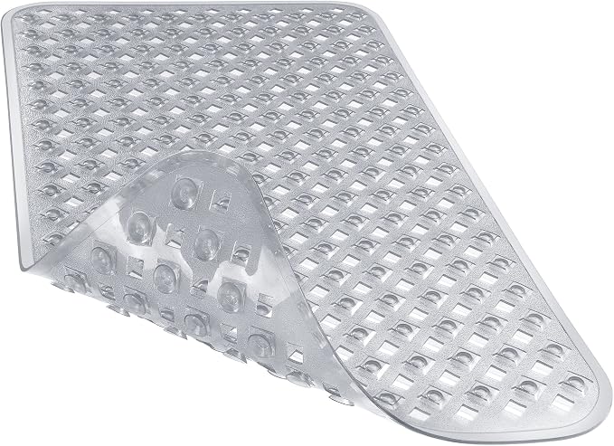 Yimobra Bathtub Mat Non Slip, Shower Mat with Strong Suction Cups & Drain Holes, 28"X16", Anti Slip Bath Tub Mat for Inside Shower, Machine Washable Fast Drying, Bathroom Essentials, Clear Gray