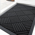 OLANLY Front Door Mat Outside Entrance 29.5x17, Absorbent, Heavy Duty Sturdy Natural Rubber Doormat Indoor Outdoor, Stain and Fade Resistant, Non-Slip Low Profile Floor Mat for Entryway, Black Diamond
