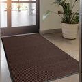 MaxMat® Heavy Duty Rubber Door Mat - Large Commercial, Waterproof, Low-Profile, Easy to Clean Floor Mat (4 x 8 Feet, Brown, MXM-RIB0048BR)