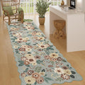 DUKINO 2.6x8 Runner Rug for Hallway, Washable Kitchen Rug with Non Slip Backing & Non-Shediing, Soft Low Pile Floral Design Runner for Bedroom, Kithchen, Living Room, Laundry, Bathroom, Sage Green