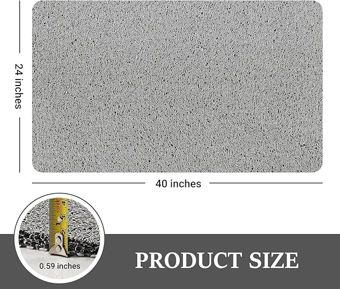 LuxStep Shower Mat Bathtub Mat,40x24 inch, Non-Slip Bath Mat with Drain, Quick Drying PVC Loofah Bathmat for Tub,Shower,Bathroom,Grey