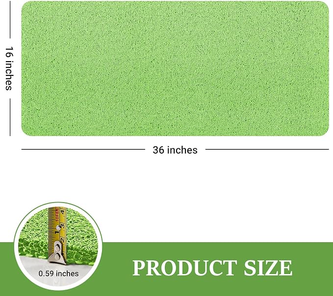 LuxStep Shower Mat Bathtub Mat,36x16 inch, Non-Slip Bath Mat with Drain, Quick Drying PVC Loofah Bathmat for Tub,Shower,Bathroom (Grass Green)