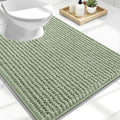 OLANLY Thick Toilet Rugs U-Shaped 24x20, Extra Soft Absorbent Shaggy Chenille Contour Bathroom Rugs for Toilet, Dry Quickly, Machine Washable, Non-Slip Bath Mat, Sage Green