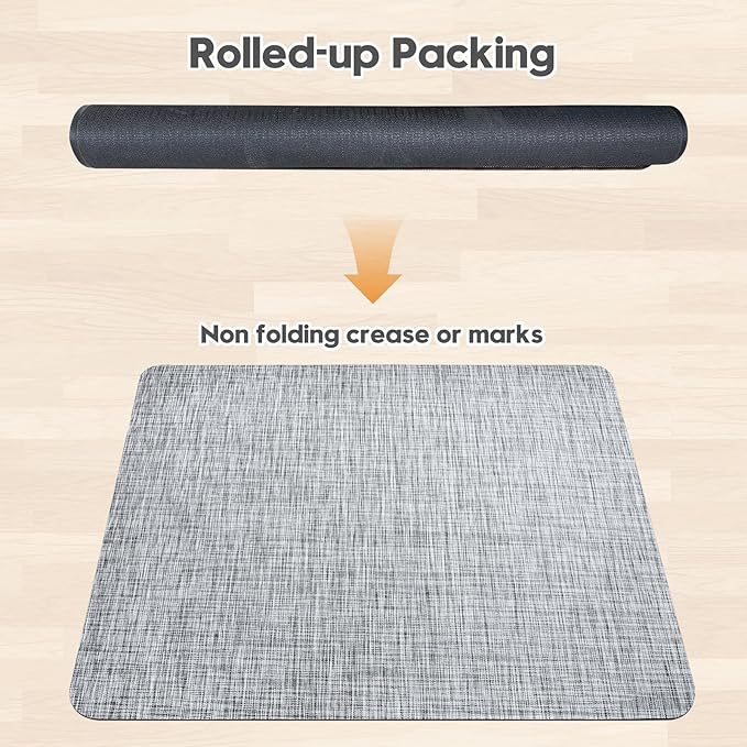 Sycoodeal Office Chair Mat for Hardwood & Tile Floor,Computer Gaming Chair Mat for Rolling Chairs Non-Curve, Anti-Slip, Heavy Duty Floor Protector for Home Office,Grey (40" x 55")