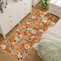 DUKINO 2.6x8 Runner Rug for Hallway, Washable Kitchen Rug with Non Slip Backing & Non-Shediing, Soft Low Pile Floral Design Runner for Bedroom, Kithchen, Living Room, Laundry, Bathroom, Orange