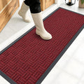 OLANLY Front Door Mat Outside Entrance 47x17, Absorbent, Heavy Duty Sturdy Natural Rubber Doormat Indoor Outdoor, Non-Slip, Stain and Fade Resistant, Low Profile Floor Mat for Entryway, Black Red