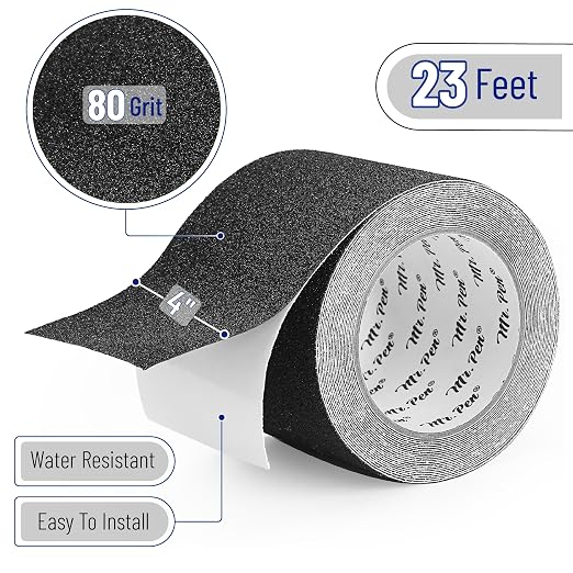 Mr. Pen Anti Slip Tape, 4 Inch x 23 Feet, Black, Waterproof, Non Skid Tape for Stairs, Floors, Ladders, Equipment