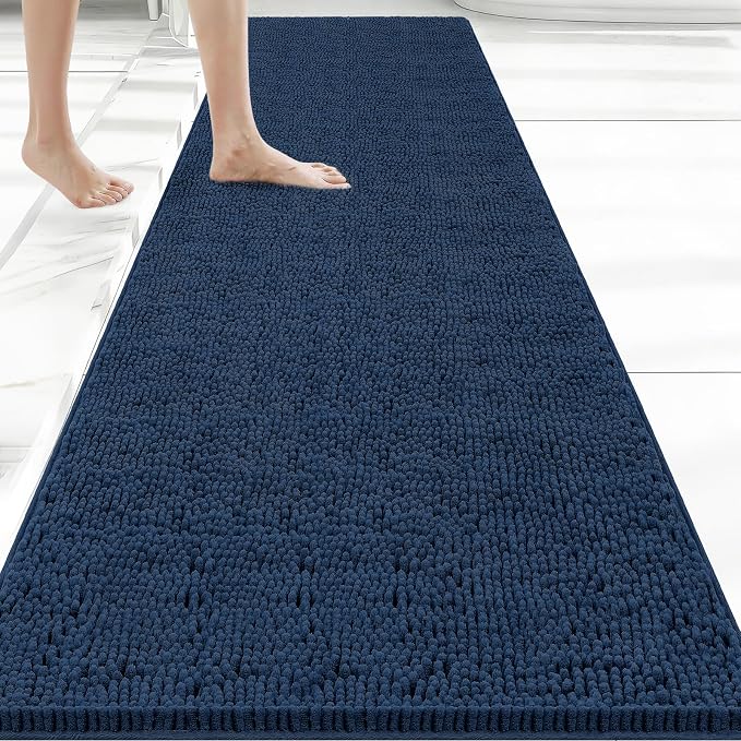 Bcoimo Long Bathroom Rug 70" x 24", Absorbent Non Slip Bath Mat, Washable Quick Dry Bathroom Runner Rug for Shower, Tub, Sink and Vanity