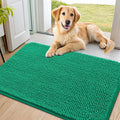 Smiry Dog Door Mat for Muddy Paws 36x24, Absorbent Dirt Trapper, Non-Slip Washable Chenille Entryway Rug for Inside Floor, Emerald Green, Classic Solid