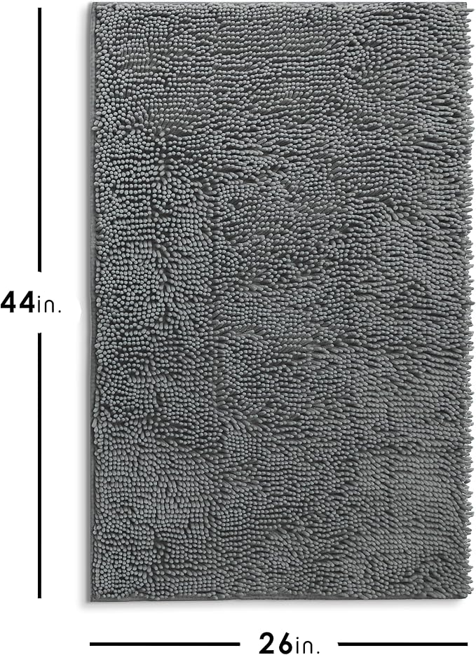 Hearth & Harbor Bathroom Rugs, Chenille Bath Mat - Machine Washable Bath Mats for Bathroom Non-Slip Backing Rubber, Quick Dry Bathroom Mat