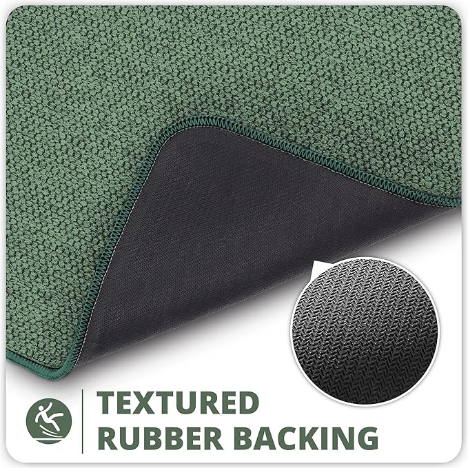 Bosap Toilet Rugs U Shaped Bathroom Rug,Machine Washable Non Slip Quick Dry Super Absorbent Ultra Thin Toilet Mats for Bathroom Toilet.Green,1'8"x2'(20x24inch)