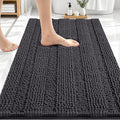 OLANLY Thick Bathroom Rugs 30x20, Extra Soft Absorbent Chenille Striped Bath Rugs, Rubber Backing, Machine Wash Dry, Bath Mats for Bathroom Floor, Tub and Shower, Home Decor Accessories, Dark Grey