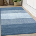 Kitinjoy Indoor Outdoor Door Mat, 71x47 Non-Slip Absorbent Dirt Trapper, Low-Profile Washable Inside Entrance Front Floor Mat, Sturdy Soft Entry Doormats for Entryway, Light Blue